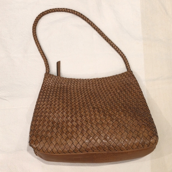 Aspen Woven Shoulder Bag Leather Basket Weave Handbag Women’s Brown Cognac *EUC* - Picture 5 of 13